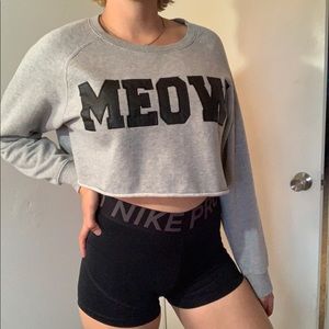 Medium Forever 21 “meow” cropped crew neck sweater